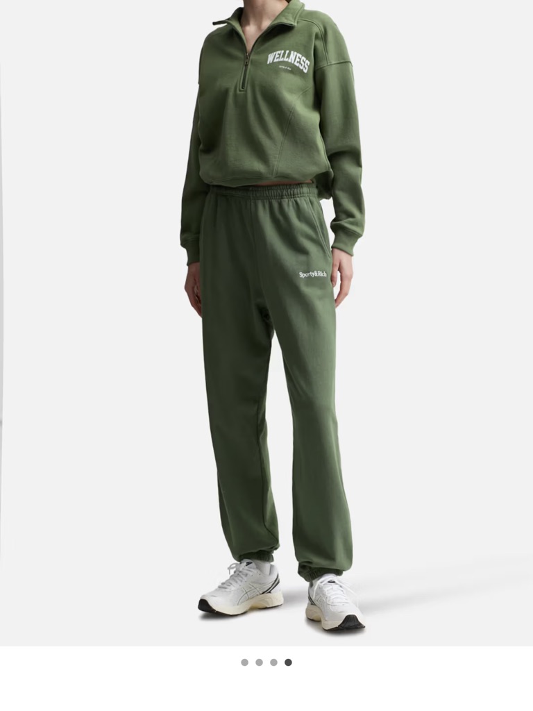 Sporty & Rich Serif Logo Embroidered Sweatpants & Wellness Ivy Quarter Zip Set